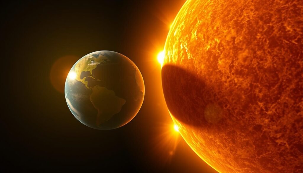 Größenvergleich Erde und Sonne astronomische Fakten